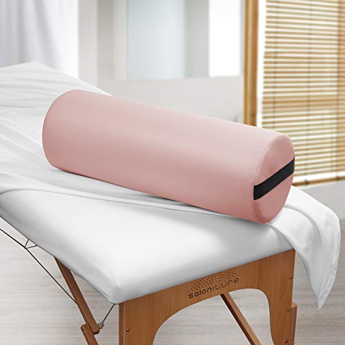 Saloniture Jumbo Round Massage Table Bolster Pillow Pad - 26 x 9 Inch - Pink - color: Pink