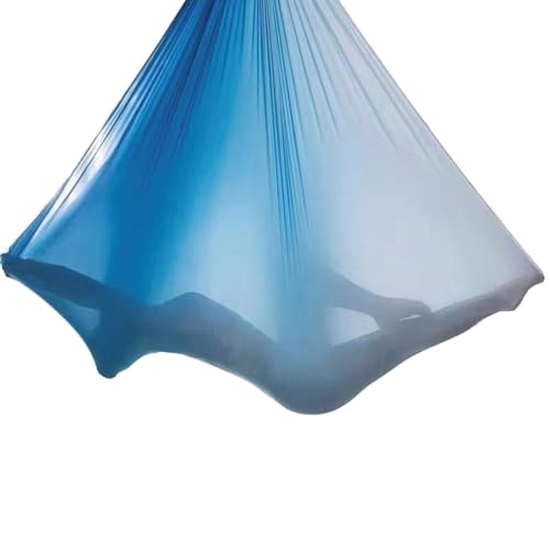Aerial Yoga Hammock L:5M W:2.8M 5.5 Yards Aerial Pilates Silk Yoga Swing Set with 2000 Ibs Load Include Daisy Chain, Pose Guide - color: Gradual Change Blue