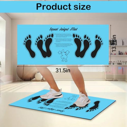 Squat Mat with Foot Position Guide, Anti-Slip Squat Target Mat for Home Gym, Leg, Glute and Ab Workouts, Lightweight Rollable Exercise Mat, 31.5" x 13.78" - color: Blue