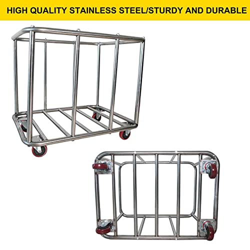 11.35 Bushel Large Commercial Rolling Laundry Cart with 4 Inch Wheels - color: Beige - 11.35 Bushels - 8 Tubes