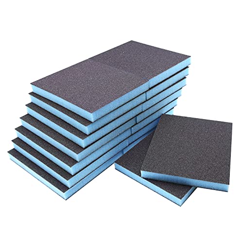 16Pcs 100 Grit Sanding Sponge, Jamiikury Medium Sanding Blocks Washable and Reusable, Wet Dry Sandpaper Sponge for Wood Metal FurniturePaint and Drywall - size: 100 Grits