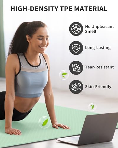 CAMBIVO 72''x48'' Large Yoga Mat, Extra Thick TPE Workout Mat - color: MINT GREEN, size: 6mm