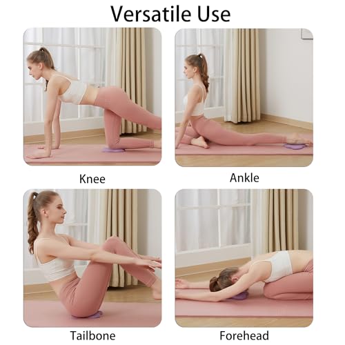 2 Yoga Blocks Supportive Accessories including 2 Knee Pads, 2 With Strap To Put Less Weight On Wrists, 1 Muscle Massage Roller, 2 Pair of Non-Slip Pilates Socks, 1 GYM Bag, Durable Versatile Yoga Brick Exercise Set of 10 - color: Pink