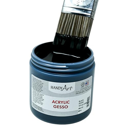Handy Art Acrylic Gesso, 16 oz, Black, Primer for Canvas, Wood, & Artist Painting Surfaces, Enhances Acrylic Paint Adhesion, Low Viscosity, Thick Coverage, Certified Safe & AP Non-Toxic, Made in USA - color: Black Gesso, size: 16 Fl Oz (Pack of 1)
