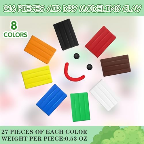 VioraWhite 216 Pcs 7.14 Lbs Air Dry Clay Bulk Ultra Light Modeling Clay for Kids DIY Magic Foam Gifts Safe and Non Toxic for Sculpting Boys Girls Kids School Birthday Gifts(Multicolor) - color: Multicolor