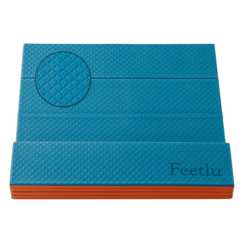Foldable Yoga Exercise Mat, 6mm/8mm/10mm/12mm Thickness, 72 x 24 Inch - Lightweight, Anti-Slip, and Easy to Store for Yoga, Pilates, Home Workouts, and Floor Exercises - color: 청록색/주황색., size: 24" x 72" x 1/4"