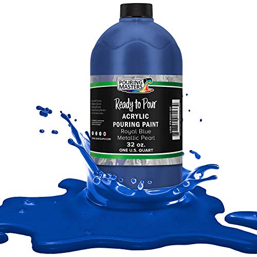 Pouring Masters Royal Blue Metallic Pearl Ready to Pour Acrylic Pouring Paint - Premium 32-Ounce Pre-Mixed Fluid Acrylic Paint - Fluid Art Supplies for Canvas, Wood, Paper, Tile & Rocks - color: Royal Blue Metallic Pearl, size: 32 Fl Oz (Pack of 1)