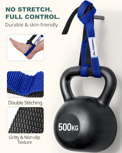 Trideer Stretching Strap with Loops & Leg Lifter, Non-Elastic PT Strap | Leg Lifter Mobility Aid, Non-Elastic PT Stretching Strap, Multi-Loop Grip Control, Home Recovery Support - color: Black & Blue