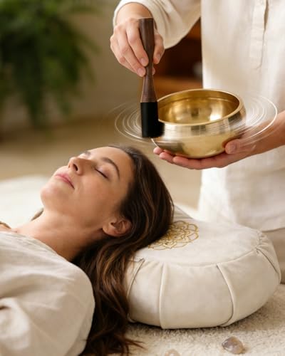 Hihealer Singing Bowl, Authentic Tibetan Sound Bowl for Yoga - color: 5" Blue