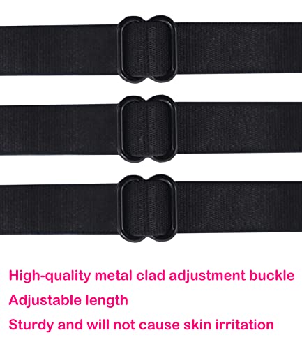 Women's Non-slip Adjustable Elastic Bra Strap Clips Holder-3 Packs - color: Black