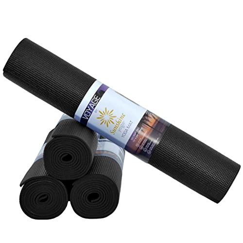 Voyage 5mm Studio Yoga Mats, 4 Pack, 72x24in - color: Black