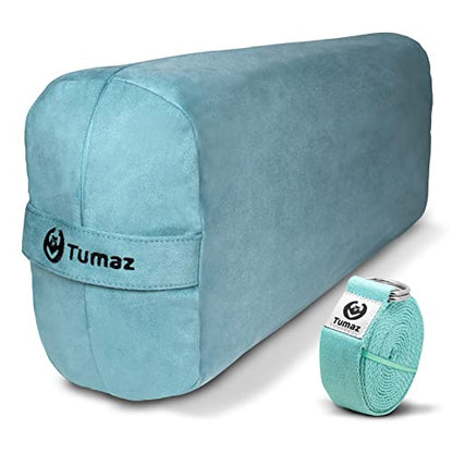 Tumaz Yoga Bolster Set, Rectangular Yoga Bolster with Washable Cover - color: Turkish Blue
