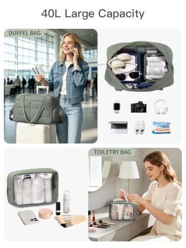 Gitus Travel Duffle Bag for Women Puffer Weekender Bags Carry on Gym Bag - color: Green