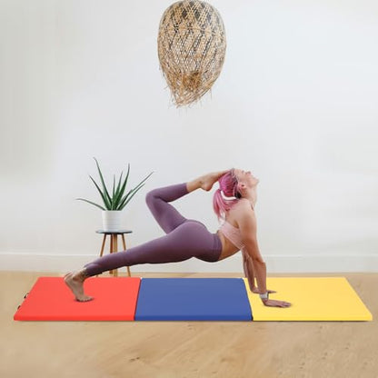 Gymnastics Mats Foldable Tumbling Mats Portable Gymnastics Exercise Mat Thick Gymnastics Tumbling Mats Pad Home Exercise Panel Mat With Carrying Handles - color: CM, size: 6 ft W x 2 ft L