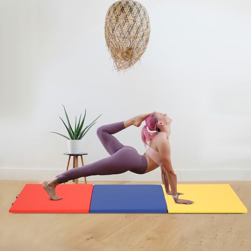 Gymnastics Mats Foldable Tumbling Mats Portable Gymnastics Exercise Mat Thick Gymnastics Tumbling Mats Pad Home Exercise Panel Mat With Carrying Handles - color: CM, size: 6 ft W x 2 ft L