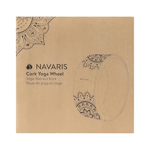 Navaris Cork Yoga Wheel - Prop for Stretching, Flexibility, Back Bends - Helps Deepen Poses and Stretch Back, Shoulders, Chest - 13" (33cm) Diameter