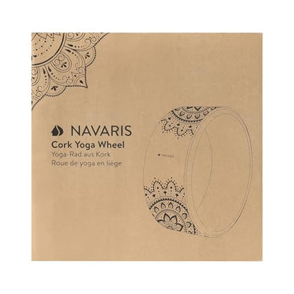 Navaris Cork Yoga Wheel - Prop for Stretching, Flexibility, Back Bends - Helps Deepen Poses and Stretch Back, Shoulders, Chest - 13" (33cm) Diameter