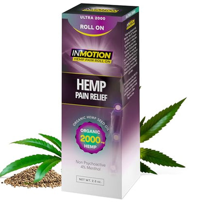 Roll On for Pain Relief – Fast Acting Dual Action Formula – Roll On Hemp Oil with Menthol & Boswellia for Muscle, Joint, Back, Knee – Odorless, Non-Greasy, Made in USA