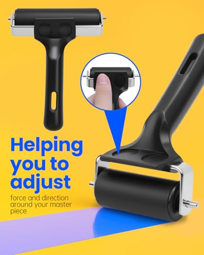 UCEC 4 Pack Brayer Rollers Rubber Ink Roller for Printmaking DIY 2.4"-7.9" | Brayer Roller for Gluing, Diamond Painting & Block Printing, Durable Rubber Ink Rollers in 2.4", 4", 5.9" & 7.9" for Crafting - color: 2.4+4+5.9+7.9 Inch-Black