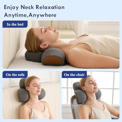 3 in 1 Heated Neck Massage Pillows with Heat for Pain Relief Deep Tissue, Cervical Neck Hump Corrector, Plug-in Pillow Supports