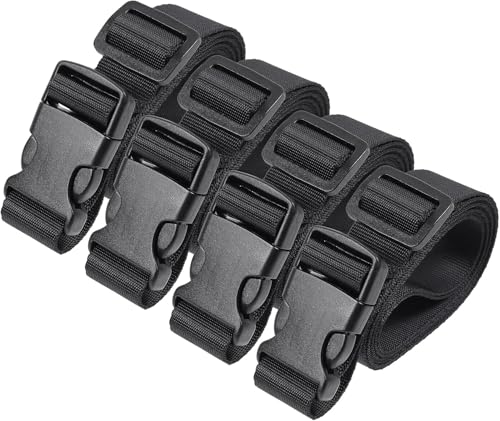 Vigorport Utility Straps Quick Release Nylon Backpack Accessory Bag Strap | Adjustable Nylon Travel Belt, Multi Purpose Compression Straps, Sleeping Bag Strap for Hiking, Travel, Outdoor Sports-4 Pack - color: Black, size: 1"W-79"L