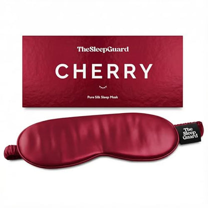 TheSleepGuard Pure Silk Sleep Mask [100% 6A Mulberry Silk, 22 Momme] Light Blocking Travel Essentials. Eye Masks for Sleeping. Black Oeko-Tex Blindfold. Eye Covers for Men & Women - color: Cherry Red