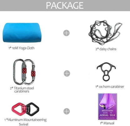 Deluxe Aerial Silks Equipment Set - 11 Yards Aerial Yoga Hammock Swing for Acrobatic, Circus Arts, Dance (L:10m W:2.8m) - color: Orange