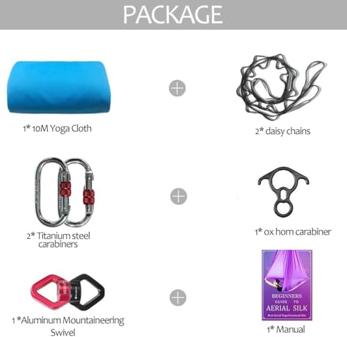 Deluxe Aerial Silks Equipment Set - 11 Yards Aerial Yoga Hammock Swing for Acrobatic, Circus Arts, Dance (L:10m W:2.8m) - color: Orange