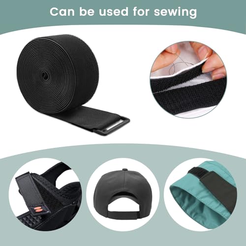 2In x 16Ft Cable Straps Heavy Duty With 15 Buckles, Black Hook and Loop Straps, Reusable Cable Ties for Organizer or Storage - size: 2In x 16Ft
