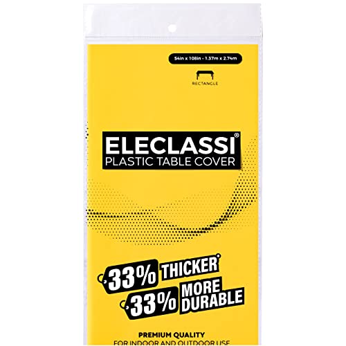 Eleclassi Yellow 12 Pack Premium Disposable Plastic Tablecloth 54 x 108 in - Plastic Table Cloth Disposable Tablecloth for Rectangle Table Up to 8 Feet - color: Yellow, size: 12 Pack Rectangle