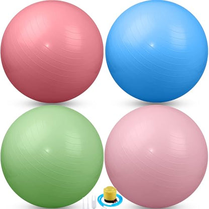 Leyndo 4 Pcs 26 Inch Yoga Exercise Ball Pilates - color: Macaron Color