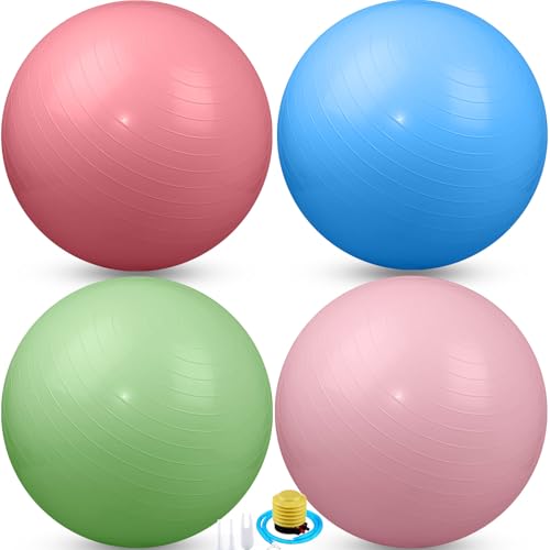 Leyndo 4 Pcs 26 Inch Yoga Exercise Ball Pilates - color: Macaron Color