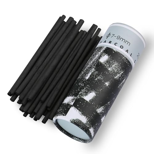 25PCS/Tube Willow Charcoal Sticks - Natural Willow Charcoal for Artists, Beginners, or Students of All Skill Levels - Perfect for Drawing and Sketching, Approx. 7-9mm Dia - style: 7-9mm