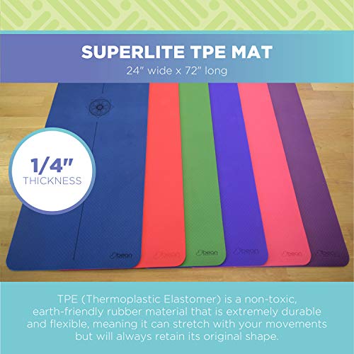 SuperLite TPE Yoga Mat for Exercise - 6mm Thick Comfortable Workout Exercise GYM Mat for Adult - Eco Friendly Extra-long Non Slip Yoga Mat for Yoga, Pilates, Gym and Stretching - 72”x24” - color: Rose