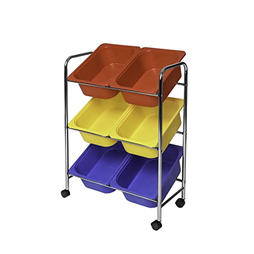 Seville Classics Rolling Utility Organizer Storage Cart, for Home Office, School, Classroom, Scrapbook, Hobby, Craft, 6-Bin, Multicolor - color: Multi Color, size: 6 Bin
