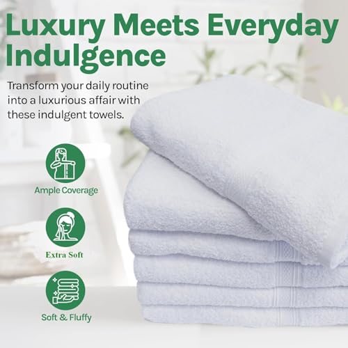 Towels N More 12팩 38.1 x 63.5cm(15 x 25인치) 핸드 타월 - 화이트 소프트 100% 면 링 스펀 루프 - 흡수력이 뛰어나고 빠르게 건조되는 미디엄 타월 리넨 필수품 - 욕실, 스파, 여행 및 체육관에서 사용하기에 이상적