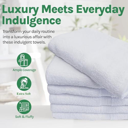 Towels N More 12팩 38.1 x 63.5cm(15 x 25인치) 핸드 타월 - 화이트 소프트 100% 면 링 스펀 루프 - 흡수력이 뛰어나고 빠르게 건조되는 미디엄 타월 리넨 필수품 - 욕실, 스파, 여행 및 체육관에서 사용하기에 이상적