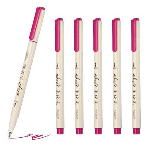 PATIKIL Fineliner Colored Pens, 6 Pcs Pink Felt Brush Tip Fineliner Marker Waterproof Ink Watercolor Coloring Book Art Supplies Set for Artist Journaling Scrapbooking - color: Pink