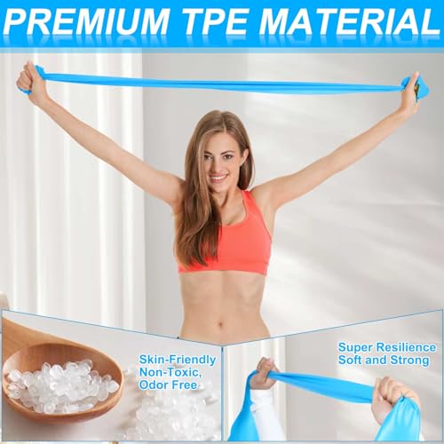 DEEKIN 10 Pcs Resistance Bands Professional Exercise Elastic Bands Latex-Free Yoga Starter Set for Pilates, Physical Therapy, Strength Training, Yoga, Working Out for Women Home Gym - color: Blue, style: 20 Lbs