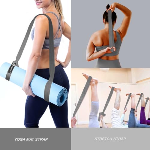 A AZURELIFE [MAT NOT Included] Yoga Mat Sling, Yoga Mat Straps for Carrying, Easy-Cinch Yoga Mat Holder Strap - color: Gray