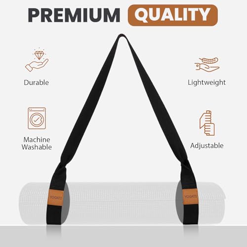 YOGATI® Yoga Mat Straps for Carrying | Adjustable Cotton Yoga Strap for Carrying Mats | Fits Standard and Thick Yoga or Pilates Matt | Practical & Perfect Yoga Mat Carrying Strap Design that Lasts