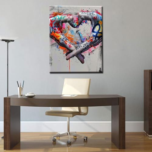 Tucocoo DIY Painting by Numbers Kits for Adults Artwork Colorful Graffiti Hands and Black and White Graffiti Hands Make up a Love Heart Wall Art Decoration 16''x20'' - color: 20 Styles Graffiti 06, size: 16''Wx20''H(DIY frame)