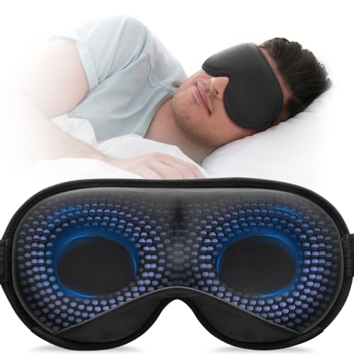 YFONG Weighted Sleep Mask for Women Men, 3D Light Blocking Eye Mask, Black - color: Black