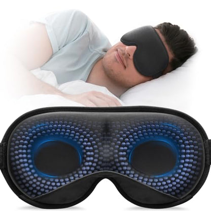 YFONG Weighted Sleep Mask for Women Men, 3D Light Blocking Eye Mask, Black - color: Black