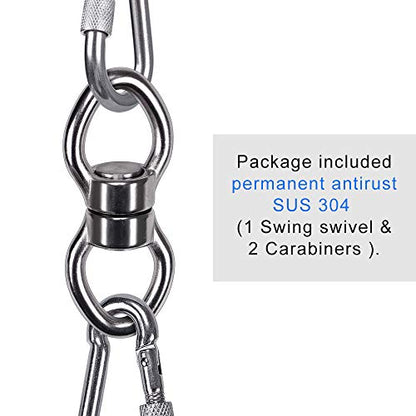 SELEWARE Silent Bearing Swing Swivel with 2 Carabiners, 360° Rotational Device Hanging Accessory for Tree Swing, Hammock Chair, Yoga,1200LB Capacity - color: Swivel (C) and 2 Carabiners