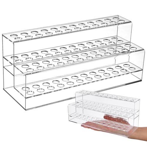 Cabilock Acrylic Pen Holder Display Stand, 48-Slot Clear Pencil and Marker Organizer, Desktop Storage Rack for Colored Pencils, Paint Brushes, Pens, Markers and Office Supplies - size: 24x10cm