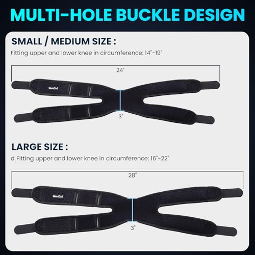 Welnove Patellar Tendon Support Strap - 2 Pack Knee Braces for Men and Women - Knee Pain Relief Adjustable Knee Strap for Running,Workout, Arthritis, Jumper, Tennis Injury Recovery (Black, S/M) - size: Small/Medium (Pack of 2)
