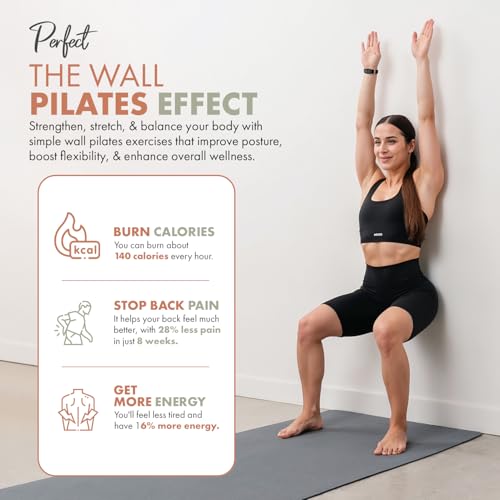 Wall Pilates Workout Cards for Women - 76 Large Exercise Cards - Pilates Bar & Resistance Bands Companion with Step-by-Step Instructions - Beginner Friendly Home Gym