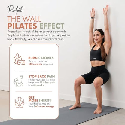 Wall Pilates Workout Cards for Women - 76 Large Exercise Cards - Pilates Bar & Resistance Bands Companion with Step-by-Step Instructions - Beginner Friendly Home Gym