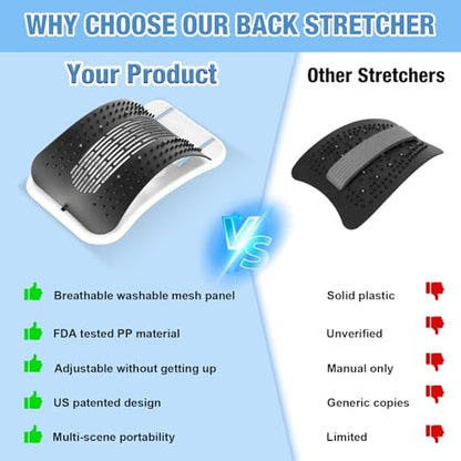 Back Stretcher, Pneumatic Inflatable Lumbar Support Board with Hand Pump & Release Valve, Stepless Height Adjustment, Decompression-Style Stretching, Cracking Device Alternative (Black) - color: Black